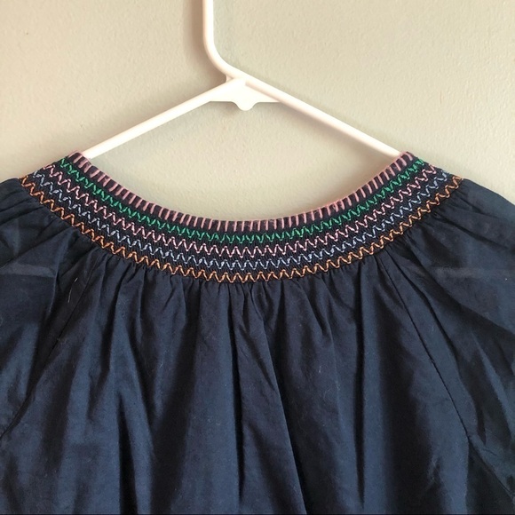 Talbots Floral Embroidered Top Short Sleeve 100% Cotton Blue Colorful Sz Small - Picture 5 of 10